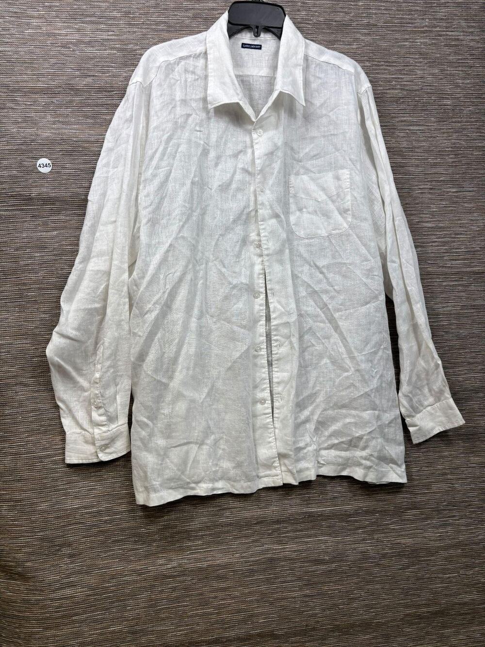 Island Company Shirt Mens XL White Linen Classic Long Sleeve Button Up Casual